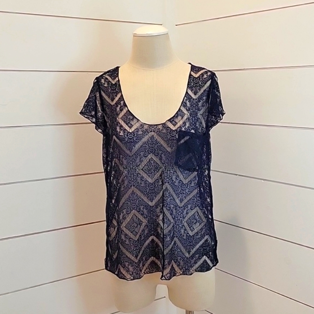 Kimichi Blue Urban Outfitters medium blue delicate lace like top